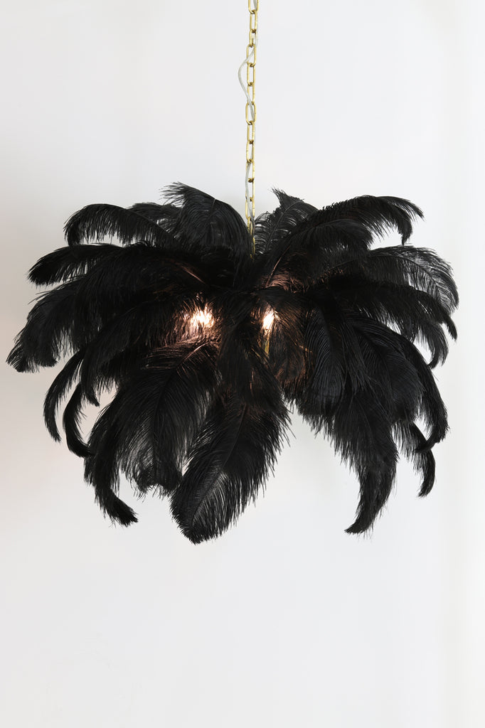 Light &amp; Living - Lampe suspendue 'Feather' (Or &amp; Noir)