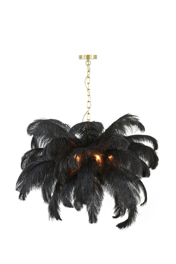 Light &amp; Living - Lampe suspendue 'Feather' (Or &amp; Noir)