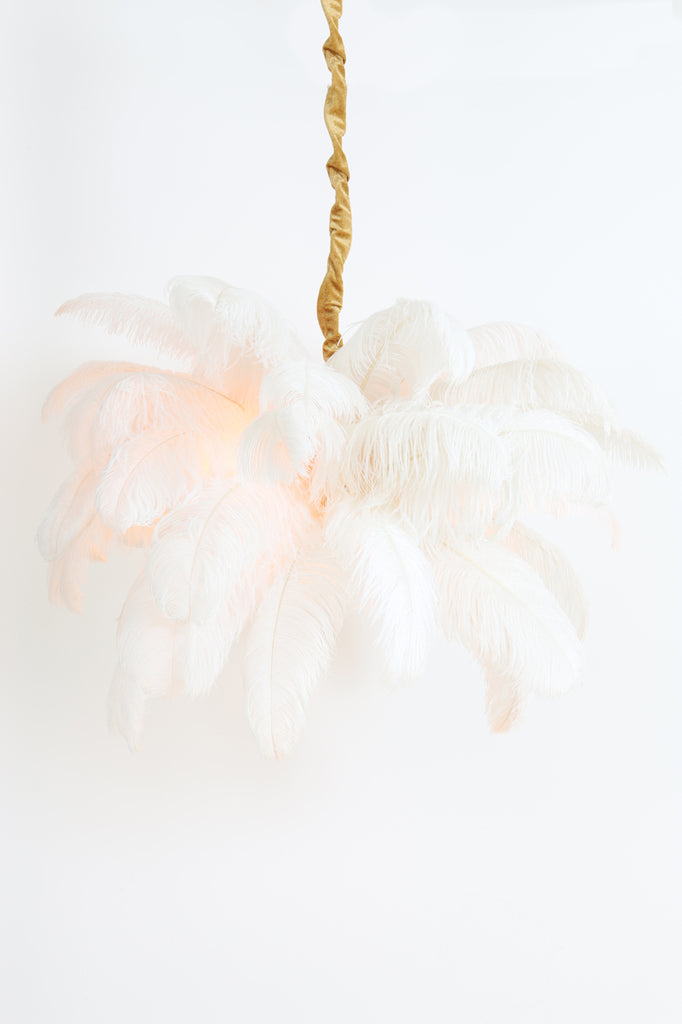 Light &amp; Living - Lampe suspendue 'Feather' (Or et Blanc)