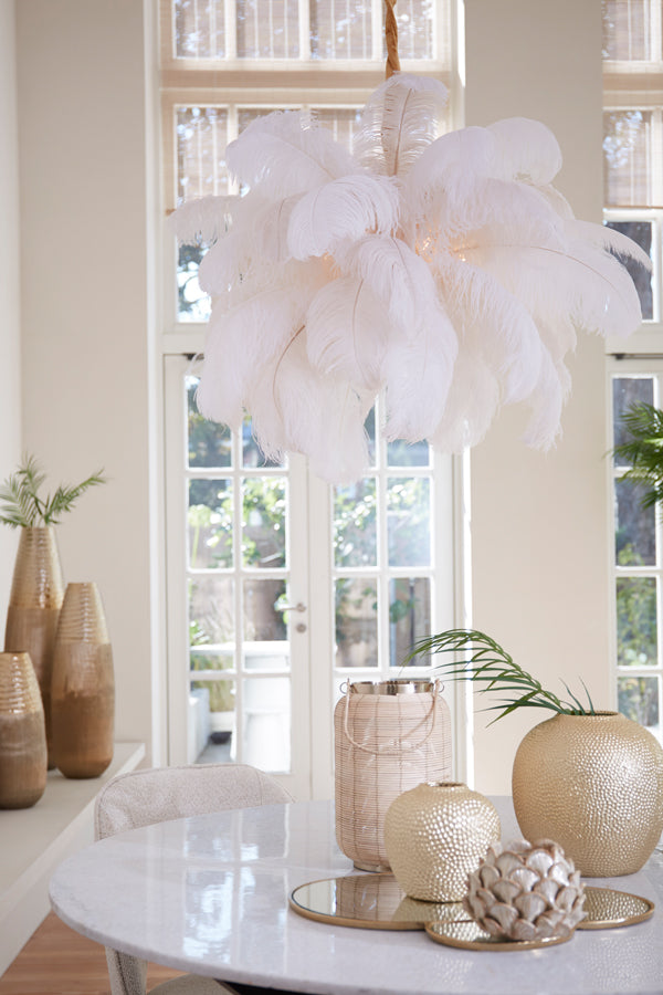 Light &amp; Living - Lampe suspendue 'Feather' (Or et Blanc)