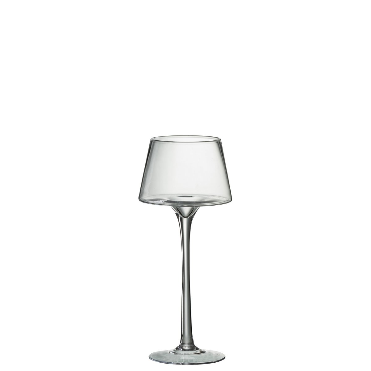 J-Line - Kaarsenhouder Op Voet Conisch Glas Transparant Medium