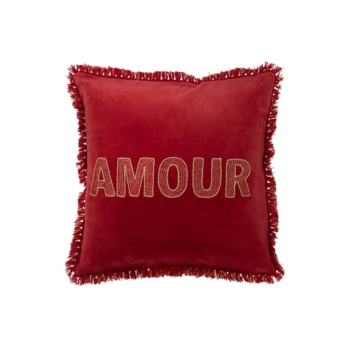 J-Line - Coussin décoratif Amour - Textile - Rouge/Or