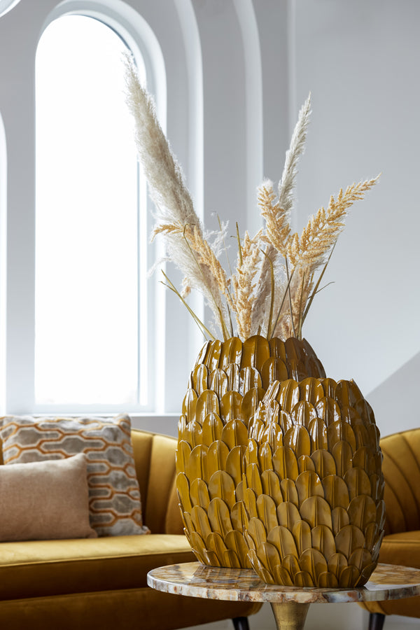 Light &amp; Living - Vase 'Feder' (Jaune Ocre)