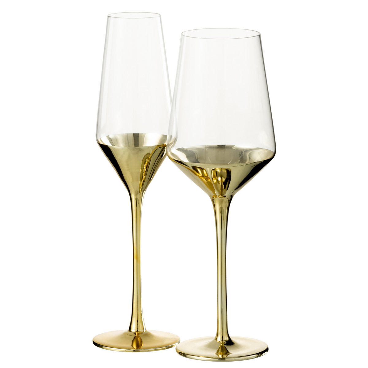 J-Line - Wijnglas - Glas - Goud/ Transparant