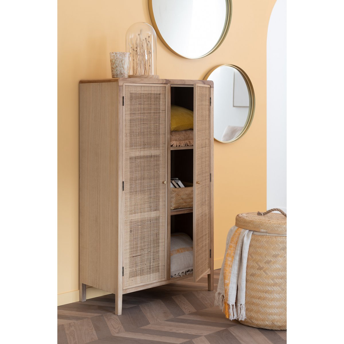 J-Line - Paniers de Rangement Ronds - Bambou - Naturel