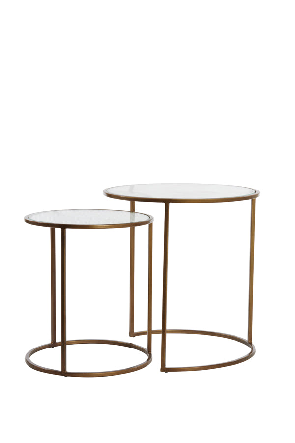 Light &amp; Living - Tables d'appoint 'Ferati' (Lot de 2, Verre, Transparent et Or)