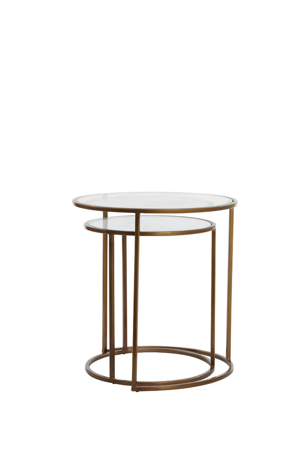 Light &amp; Living - Tables d'appoint 'Ferati' (Lot de 2, Verre, Transparent et Or)