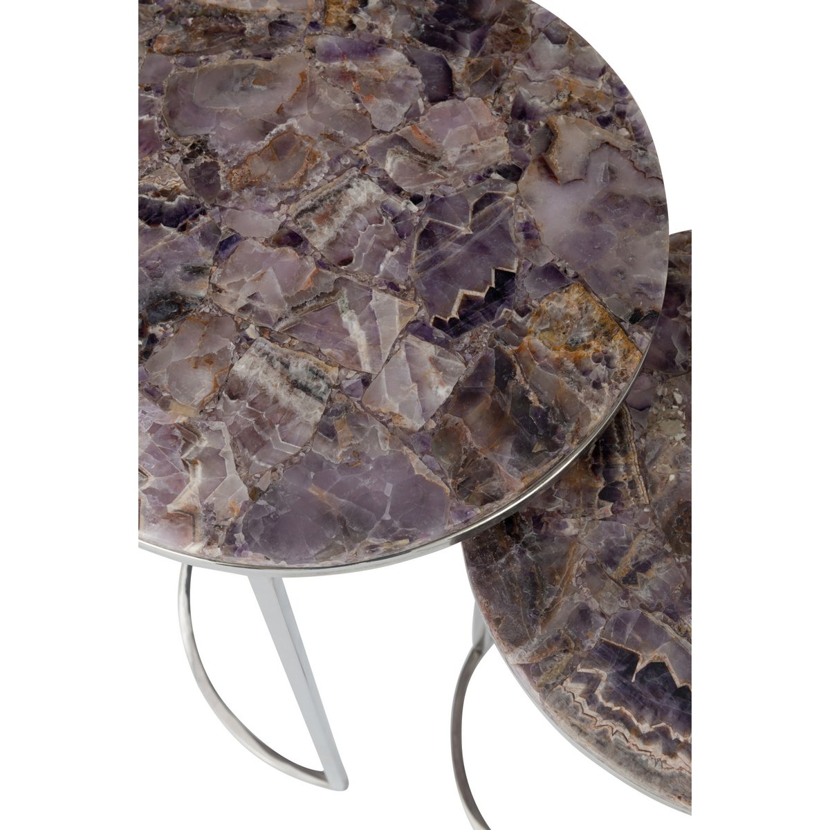 J-Line - Beistelltisch 'Amethyst' (2er-Set, Silber/Lila)