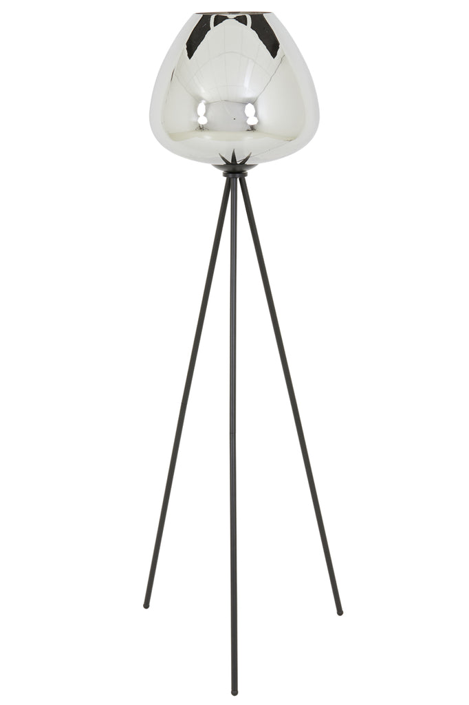 Light &amp; Living - Lampadaire 'Mayson' (146cm de haut, Verre Fumé &amp; Noir Mat)