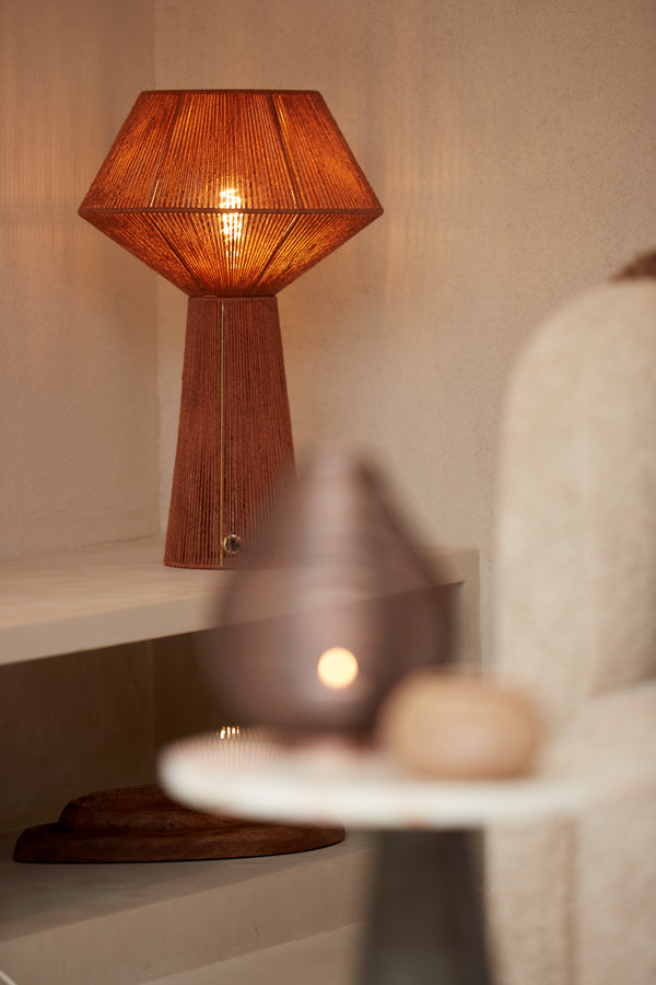 Light &amp; Living - Lampe de table 'Fugia' (Taille L, Jute, Rouge Brique)