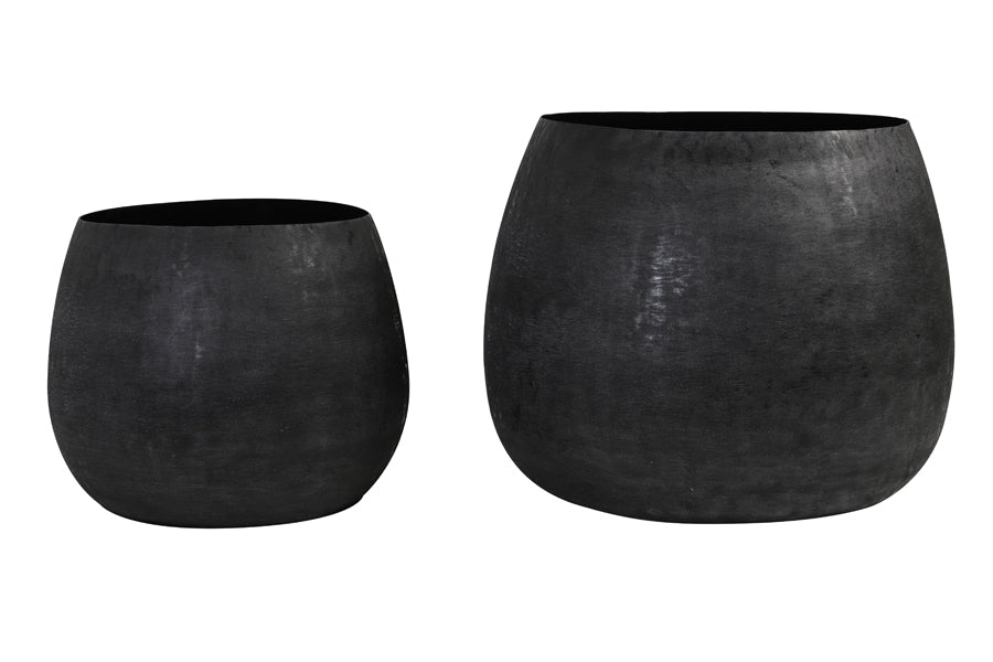 Light &amp; Living - Pots décoratifs 'Genolu' (Lot de 2, Noir Mat)