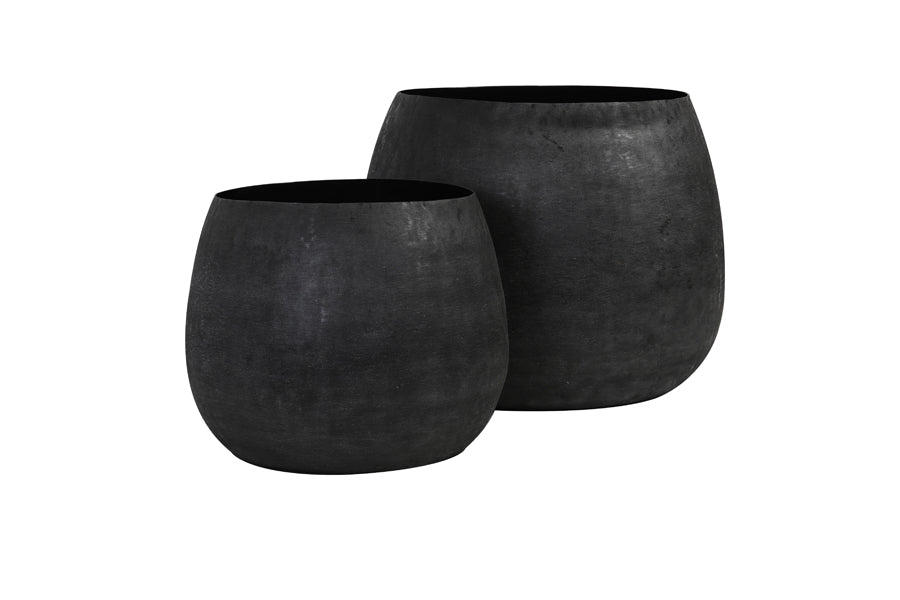 Light &amp; Living - Pots décoratifs 'Genolu' (Lot de 2, Noir Mat)