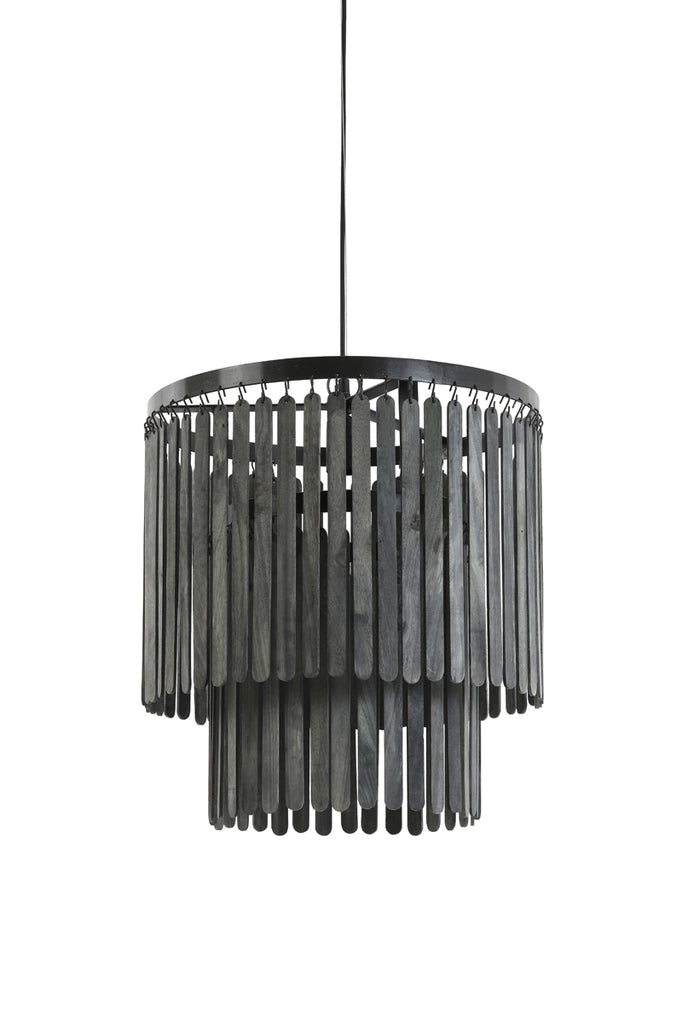 Light &amp; Living - Lampe suspendue 'Gularo' (Bois, Noir Mat)