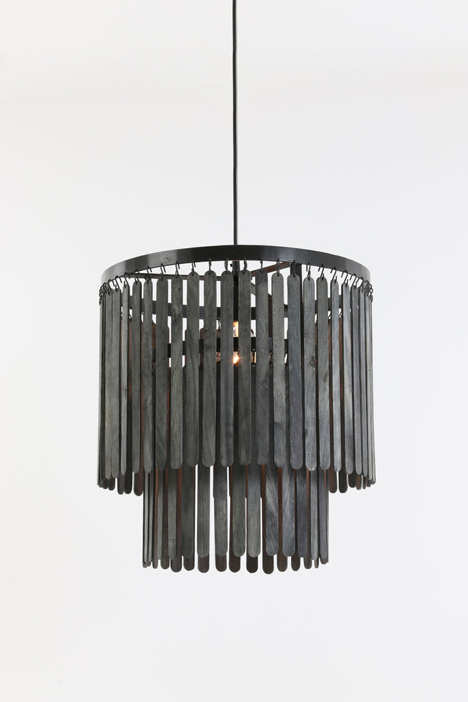 Light &amp; Living - Lampe suspendue 'Gularo' (Bois, Noir Mat)