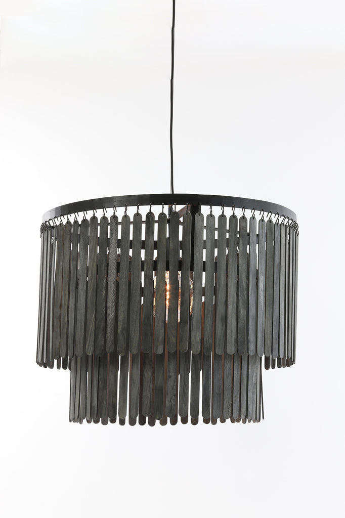 Light & Living - Hanglamp 'Gularo' (Hout, Matzwart)