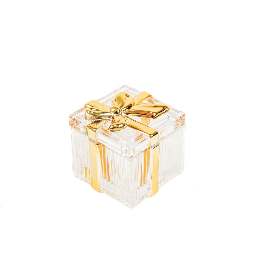 Housevitamin - Boîte en verre 'Ferdi' (Ruban doré, 7cm)
