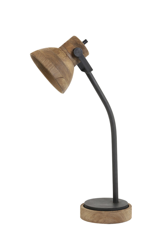 Light &amp; Living - Lampe de bureau 'Imbert' (Bois, Marron &amp; Noir Mat)