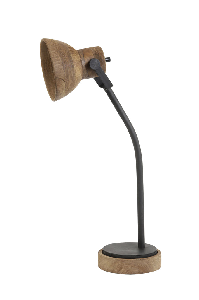 Light & Living - Bureaulamp 'Imbert' (Hout, Bruin & Matzwart)