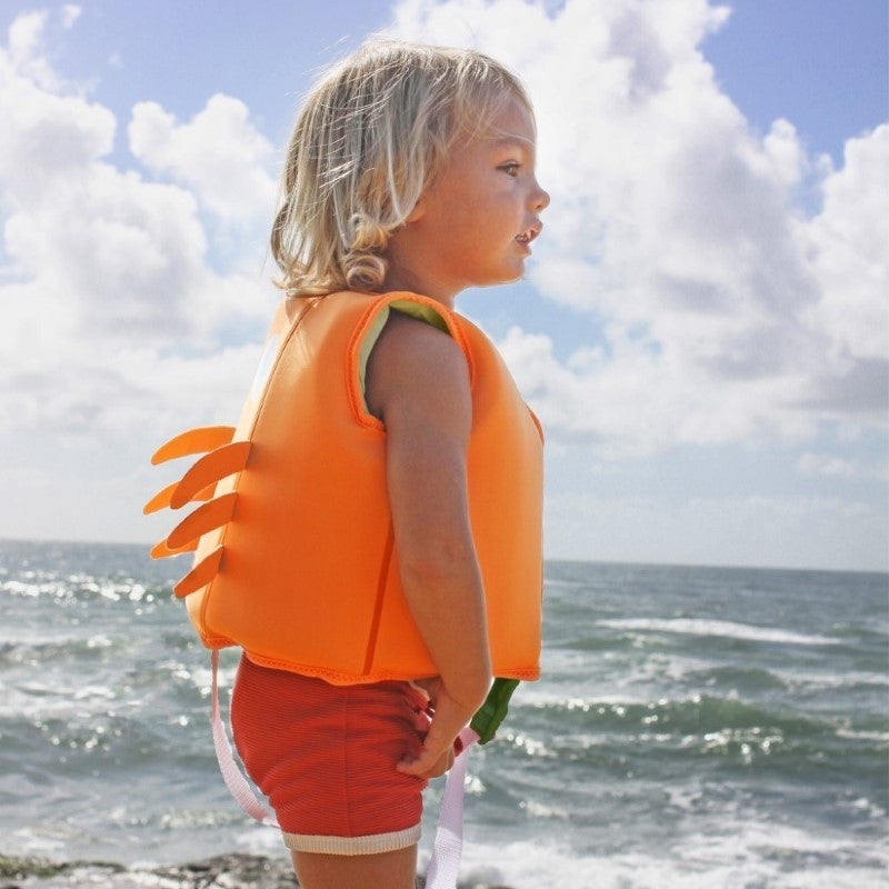 Sunnylife - Zwemvest voor kinderen 'Sonny the Sea Creature' (Neon Orange, 2-3 jaar)