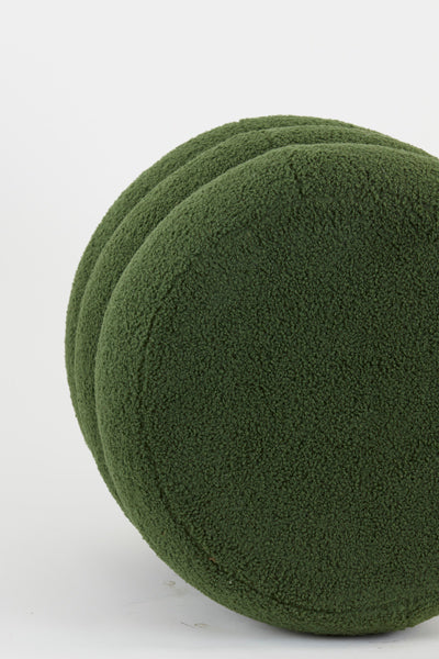 Light &amp; Living - Pouf 'Kimi' (Teddy, Vert Olive Foncé &amp; Or)