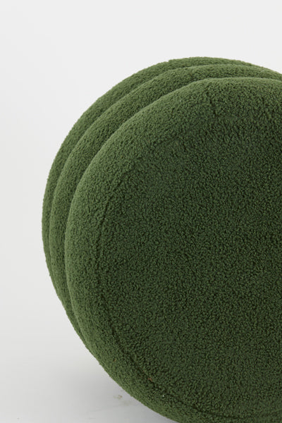 Light &amp; Living - Pouf 'Kimi' (Teddy, Vert Olive Foncé &amp; Or)