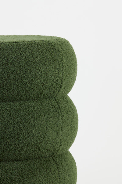 Light &amp; Living - Pouf 'Kimi' (Teddy, Vert Olive Foncé &amp; Or)