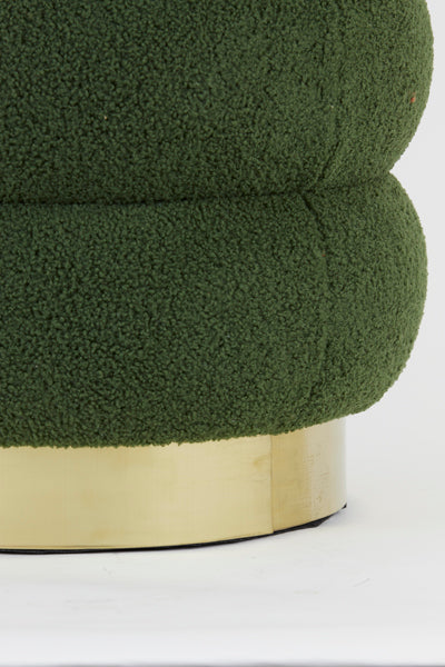 Light &amp; Living - Pouf 'Kimi' (Teddy, Vert Olive Foncé &amp; Or)