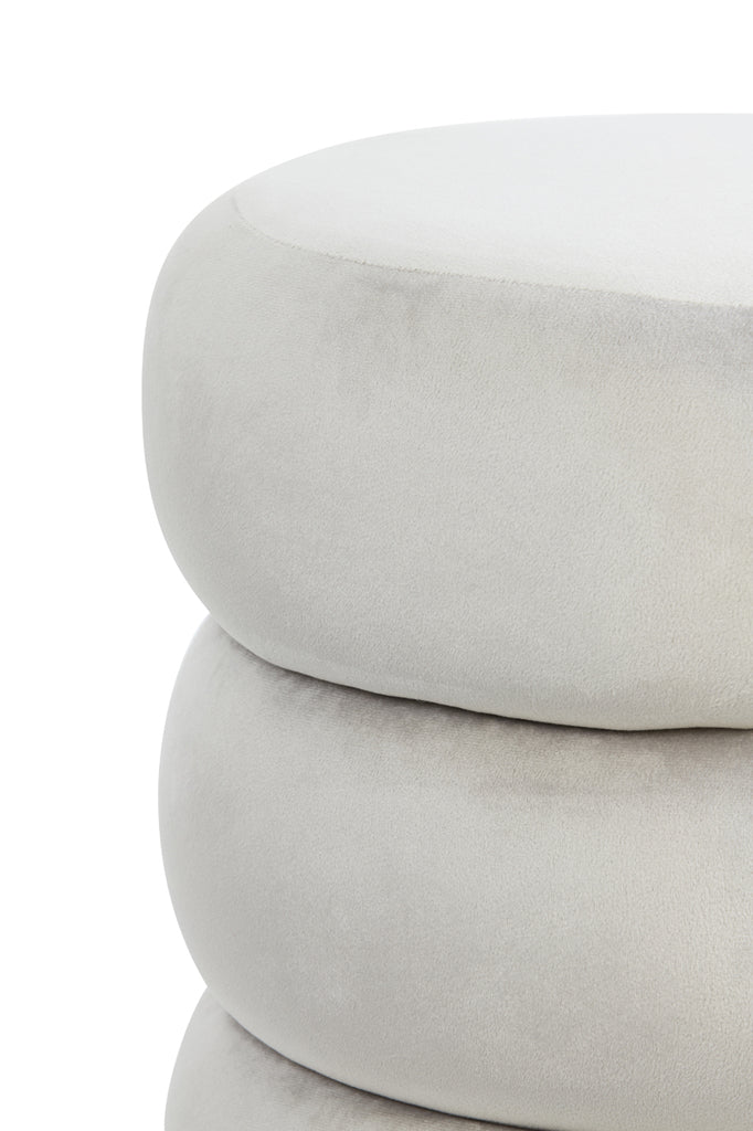 Light &amp; Living - Pouf 'Kimi' (Velours, Gris Clair &amp; Or)