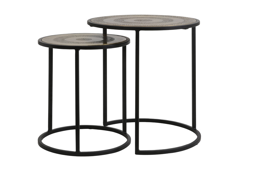 Light &amp; Living - Tables d'appoint 'Kome' (Lot de 2, Bronze Antique et Noir Mat)