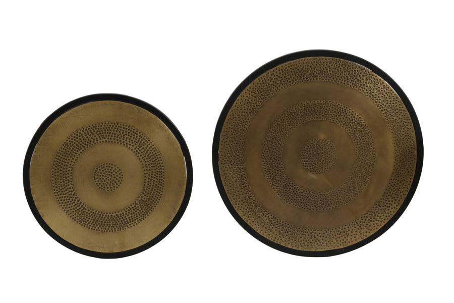 Light & Living - Bijzettafels 'Kome' (Set van 2, Antique Bronze & Matzwart)