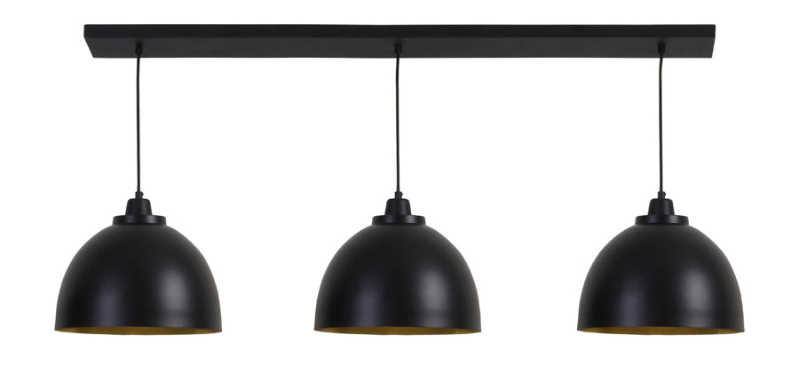 Light &amp; Living - Lampe suspendue 'Kylie' (3 pièces, Noir Mat et Or)