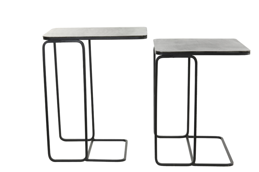 Light &amp; Living - Tables d'appoint 'Laja' (Lot de 2, Plomb Antique)