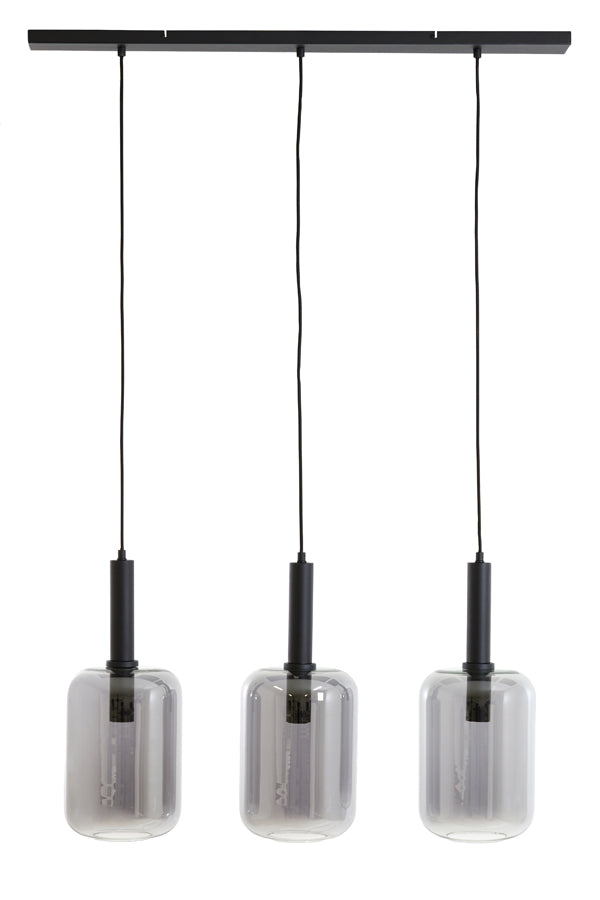 Light &amp; Living - Lampe suspendue 'Lekar' (3 pièces, verre fumé, Noir)