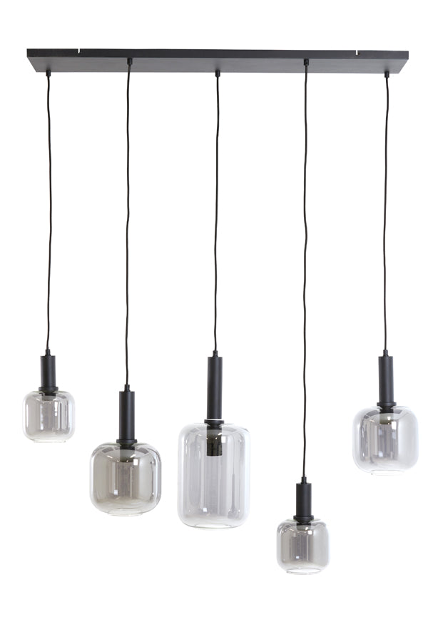 Light &amp; Living - Lampe suspendue 'Lekar' (5 pièces, verre fumé, Noir)