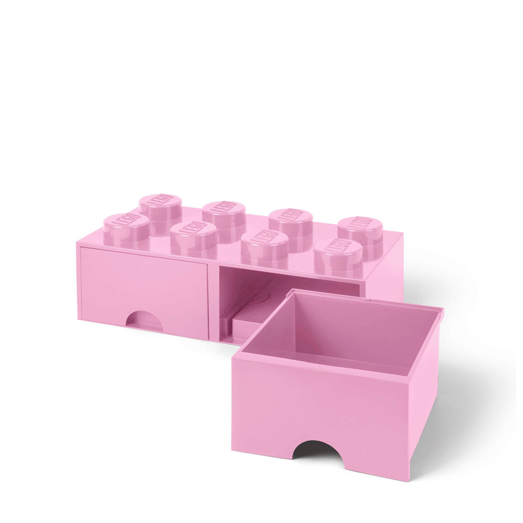 Lego - Opbergbox 'Brick 8' (Met twee lades, Lichtroze)
