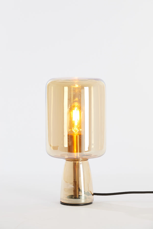 Light & Living - Tafellamp 'Lotta' (Maat M, Glass Amber & Gold)