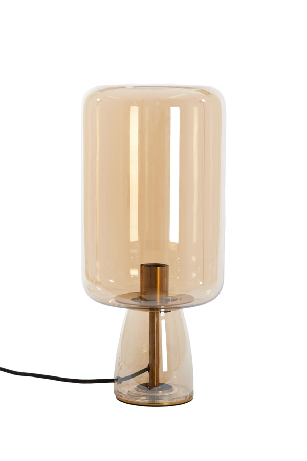 Light &amp; Living - Lampe de table 'Lotta' (Taille L, Verre Ambre &amp; Or)