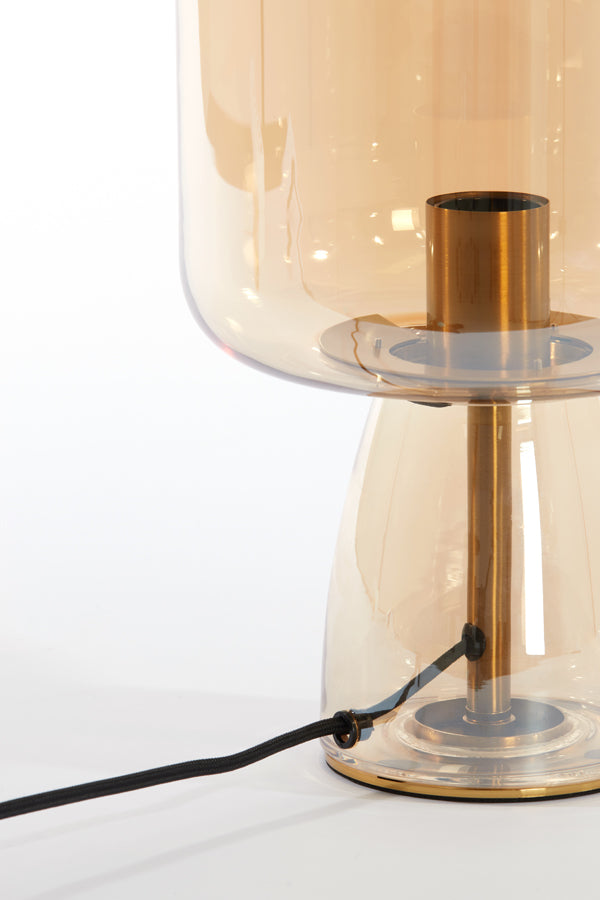 Light &amp; Living - Lampe de table 'Lotta' (Taille L, Verre Ambre &amp; Or)