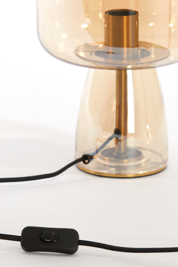 Light &amp; Living - Lampe de table 'Lotta' (Taille L, Verre Ambre &amp; Or)