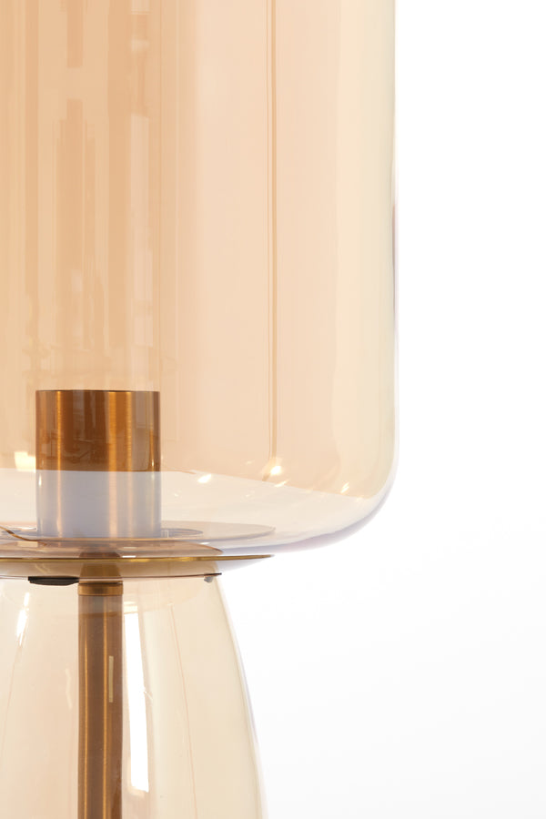 Light &amp; Living - Lampe de table 'Lotta' (Taille L, Verre Ambre &amp; Or)