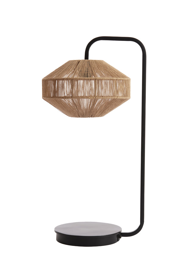 Light &amp; Living - Lampe de table 'Lyra' (Naturel &amp; Noir Mat)