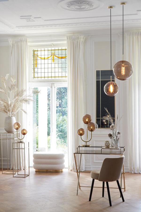 Light &amp; Living - Lampe de table 'Magdala' (2 lampes, Verre Marron &amp; Or)