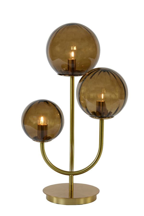 Light & Living - Tafellamp 'Magdala' (3 lampen, Glass Brown & Gold)