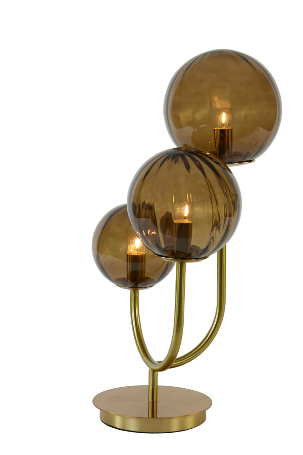 Light &amp; Living - Lampe de table 'Magdala' (3 lampes, Verre Marron &amp; Or)