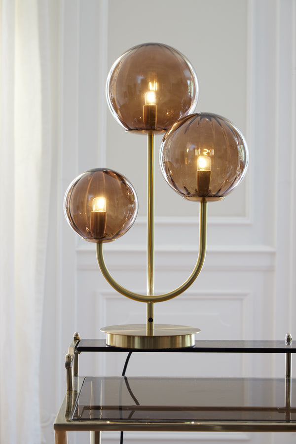 Light &amp; Living - Lampe de table 'Magdala' (3 lampes, Verre Marron &amp; Or)