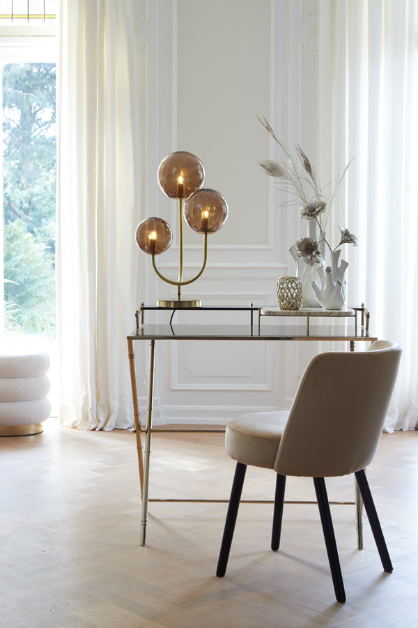 Light &amp; Living - Lampe de table 'Magdala' (3 lampes, Verre Marron &amp; Or)