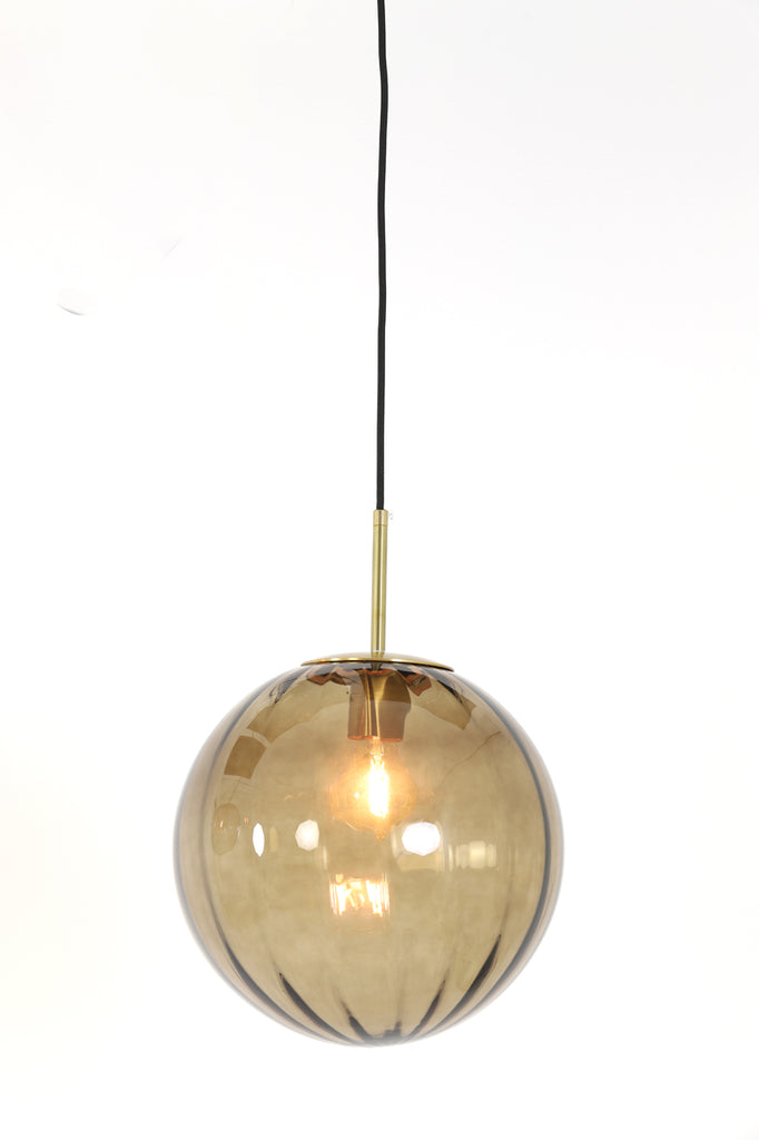 Light &amp; Living - Lampe suspendue 'Magdala' (Taille S, Verre, Marron &amp; Or)