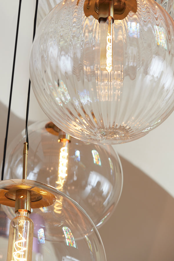 Light &amp; Living - Lampe suspendue 'Magdala' (Taille M, Verre, Transparent et Or)