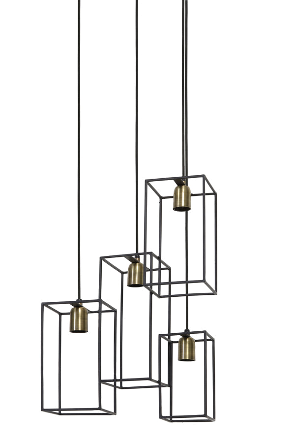 Light &amp; Living - Hängelampe 'Marley' (4 Stück, Glas, Mattschwarz &amp; Antikbronze)