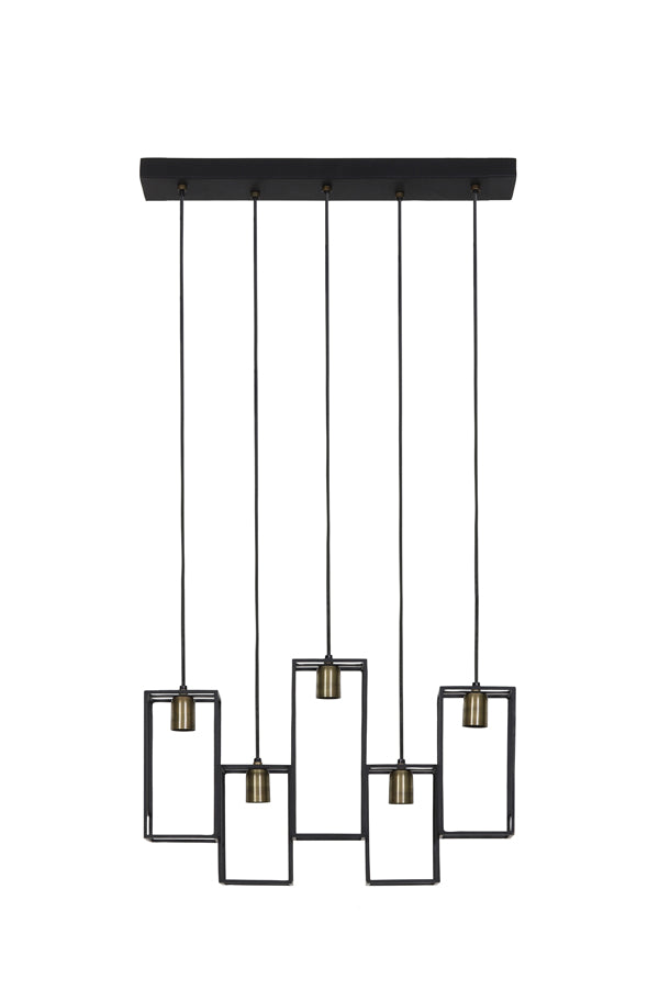 Light & Living - Hanglamp 'Marley' (5 stuks, Matzwart & Antique Bronze)